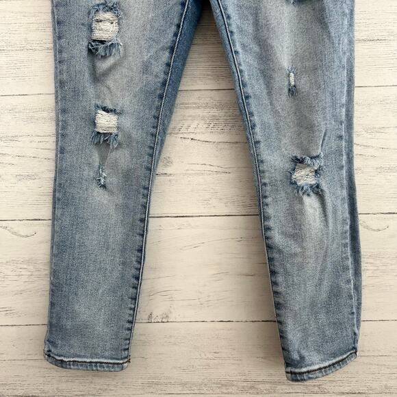 Forever 21 Light Wash Distressed High Rise Jeans Button Fly Size 25 - Picture 7 of 8